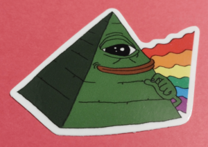 Pepe Full Spectrum Pyramid glossy vinyl meme sticker