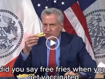 Bill De Blasio Cheeseburger and Fries for a Vaccine