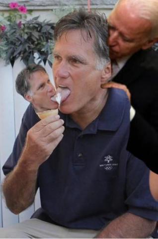 Joe Biden Sniffing Mitt Romney Eating Ice Cream Mitt Romney